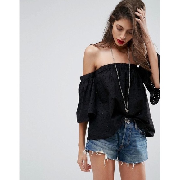ASOS Tops - ASOS Broderie Off-The-Shoulder Top